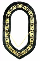 Masonic Regalia Knights Templar Gold Metal Chain Collar Black Velvet - Cp Made - £68.55 GBP