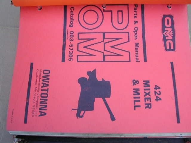 owatonna 424 mixer and mill parts and operators catalog - $34.30