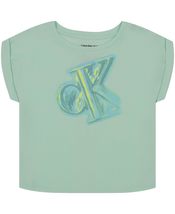 Calvin Klein Girls&#39; Short Sleeve Logo T-Shirt, Comfortable Fit Cotton Te... - £10.41 GBP+