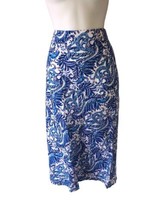 Lilly Pulitzer NWOT 100% Linen Gretna Midi Skirt Baha Blue Bird Is The W... - $88.61