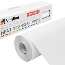 Heat Transfer Vinyl-12 X 50Ft White Iron On Vinyl Roll For Shirts, Htv Vinyl For - £54.18 GBP