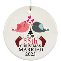 55th Wedding Anniversary 2023 Ornament Gift 55 Years Christmas Married T... - $14.80