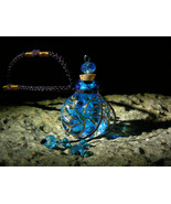 MAJESTIC HEALER DJINN Blue Murano Cork Bottle Pendant Necklace izida hau... - £238.66 GBP