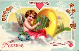 c1910 Antique Easter Germany Postcard. Cherub Angel Egg Hearts  a1 - £17.70 GBP