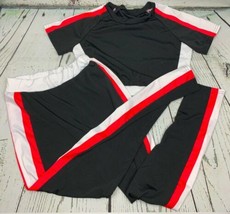 Women Causal Short Color Block Crop Top Bodycon Sweatpants Black Red White L - £22.53 GBP