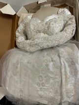 Vintage 1997 beaded wedding dress w veil size 8 Hong Kong  - £236.61 GBP