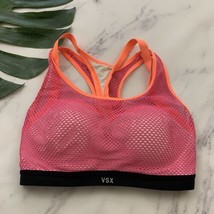 VSX Victorias Secret Sport Bra Size 32 D Pink Orange Mesh Underwire Cups - £17.77 GBP