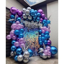 Chrome Purple And Blue Balloon Garland Arch Kit 130Pcs Double Stuffed Lilac Silv - £33.87 GBP