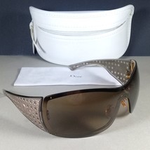 Christian Dior Quadrille QHP8T Y2K Beige/Gold Shield Sunglasses w/Case &amp;... - £176.92 GBP