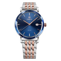 MAGNO, Rose Gold Plated Swiss Quartz Watch, 20mm Band - Blue &amp; Rose Dial - $531.99