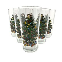 Christmas Tree KIG 16 oz Drinking Glasses Vintage Set of 6 Indonesia - $29.64