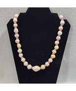 Chunky CLAY BEADED Necklace Crystal Spacer Toggle Closure Vintage Handma... - €15,02 EUR