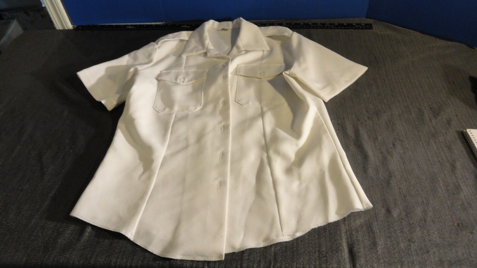 CREIGHTON USN US NAVY MEN&#39;S WHITE SHORT SLEEVE UNIFORM DRESS SHIRT 40 - $23.48