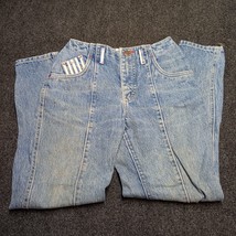 VINTAGE Rare Lee Pepsi Jeans Women 5 25x28 Blue Stone Wash Flat Back Tap... - $46.37