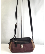 CHAPS Black Burgundy Beige Leather Cross Body Purse Handbag Padlock - $37.87 CAD