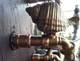 Brass Garden CONCH Spigot Faucet Shell Tap Water Yard Home Decor Living ... - $62.99