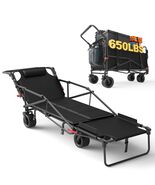 2-in-1 Folding Wagon Convertible Beach Chair All Terrain Travel Cart - $119.69