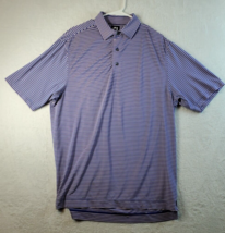 FJ Polo Golf Shirt Men Medium Blue Striped Knit Polyester Short Sleeve C... - £11.50 GBP