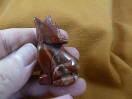 Y-COY-SI-572) Red Rainbow Jasper Coyote Gemstone Figurine Baby Gem Coyotes Pup - £14.76 GBP