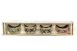 Pier 1 Exclusive Set of 12 Jeweled Napkin Rings SIlver Plated - £29.60 GBP