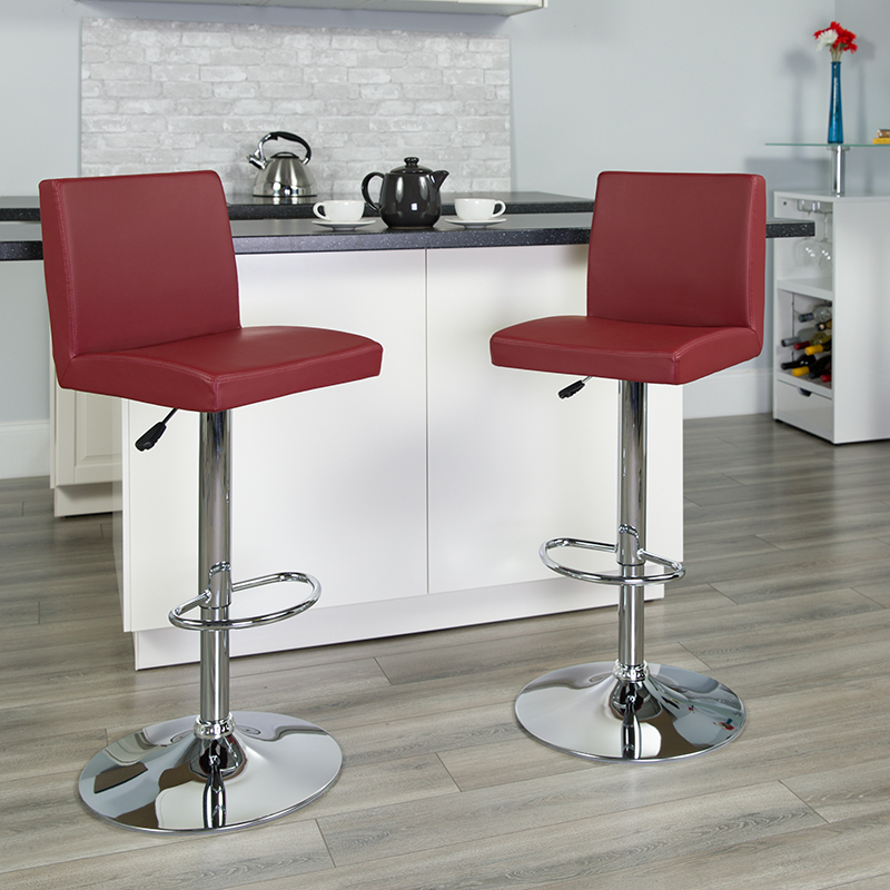 Burgundy Vinyl Barstool CH-92066-BURG-GG
