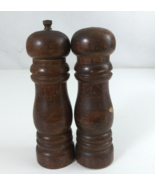 Vintage Tall Wooden Grinder And Shaker Salt &amp; Pepper Shakers - $27.07 CAD