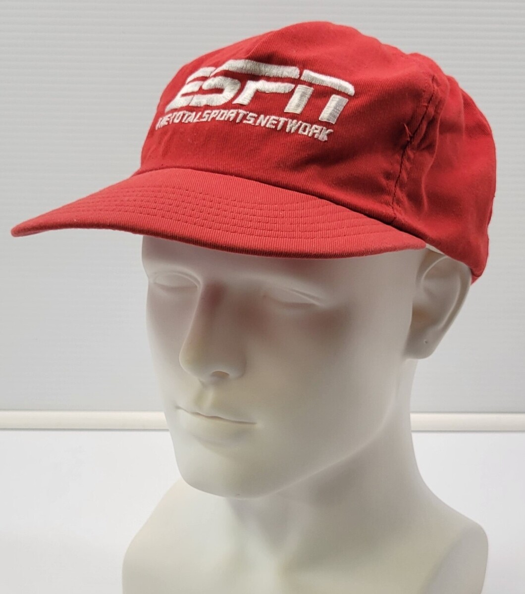 Vintage ESPN Sports Network Snapback Red Baseball Cap Hat Made in USA - $14.84