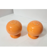 Homer Laughlin Fiesta Ware Tangerine Orange Salt &amp; Pepper Shakers Globe EUC - £17.60 GBP