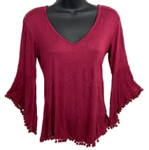 23 Love Street Women&#39;s Size Chest 30&quot; Red Chic Top Boho Blouse Retro Long Sleeve - £9.10 GBP