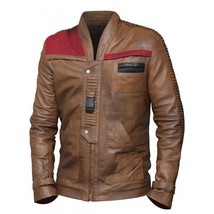 Men John Boyega Finn Star Wars Jacket Distressed Brown Celebrity Round Erect Sty - £143.45 GBP