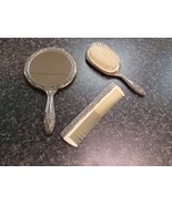 Vintage Antique Vanity Mirror Brush Comb 3 pc Set Sterling Silver - €172,04 EUR
