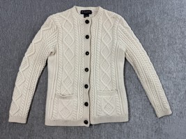 Brooks Brothers Cardigan Sweater Adult Medium Cable Knit Fisherman Wool ... - $74.24