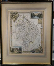 THOMAS MOULE 1837 Colored Map of Warwickshire Framed vgc - £57.13 GBP