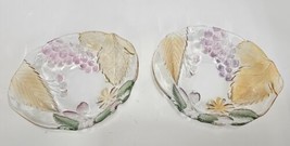 Set Of 2 Vtg Glass Fruit Pattern Bowls Grapes Strawberries  - £13.92 GBP