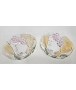 Set Of 2 Vtg Glass Fruit Pattern Bowls Grapes Strawberries  - £13.68 GBP