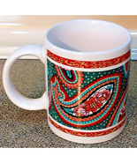 Matrix Stanley Papel Floral Coffee Tea Mug 1990&#39;s Red Gold Border - $16.26 CAD
