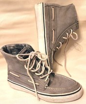 SPERRY TOP-SIDER Mens High Top  Sneaker boot Gray Canvas Boat Shoe Foldable Sz 8 - £18.98 GBP