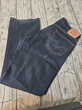 Vtg Y2K Levi&#39;s 514 Black Batwing Straight Mens  36x32 Dark Wash Jeans  Slim NAVY - $25.95