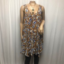 Mittoshop Dress Short Womens Large Brown Blue Floral Layered Bottom - £12.50 GBP