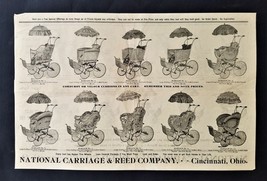 c1890 Antique National Carriage Reed Ad Catalog Broadside Prices Cincinnati Oh - £56.21 GBP