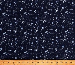 Cotton Constellations Shooting Stars Moons Navy Fabric Print by the Yard D187.14 - £10.37 GBP
