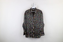 Vtg 90s Streetwear Womens 8 P Rainbow Geometric Silky Polyester Button S... - £30.55 GBP