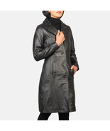 Alexis Black Single Breasted Leather Coat For Women - $310.00
