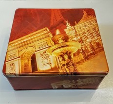 Charles Delacre Bakery Belgium Cookie Tin 9&quot; Paris by Night Arc de Triom... - $19.72