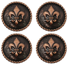 Concho Set of 4 Conchos Western Saddle Tack Fleur De Lis Engraved 401533 - $24.74