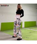 Harajuku Wide Leg Painting Printed Trousers - $53.95