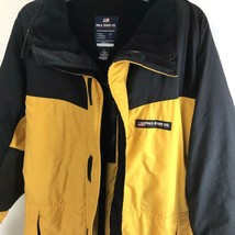Polo Jeans Co Ralph Lauren Yellow Vtg Nylon Colorblock Coat Jacket lined SZ L - £31.57 GBP