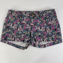 American Eagle Womens Midi Shorts Size 2 Teal Pink Purple Floral Cuff Bo... - £10.10 GBP