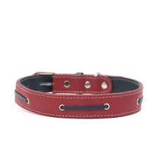 STG Genuine Leather Dog Collar Red &amp; Black Leather Dog Collar For Medium Dog - £32.63 GBP+