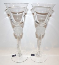 Rare Pair Of Nachtmann Lichtcrystal Crystal Frosted Ram Head 10&quot; Wine Glasses - £184.58 GBP